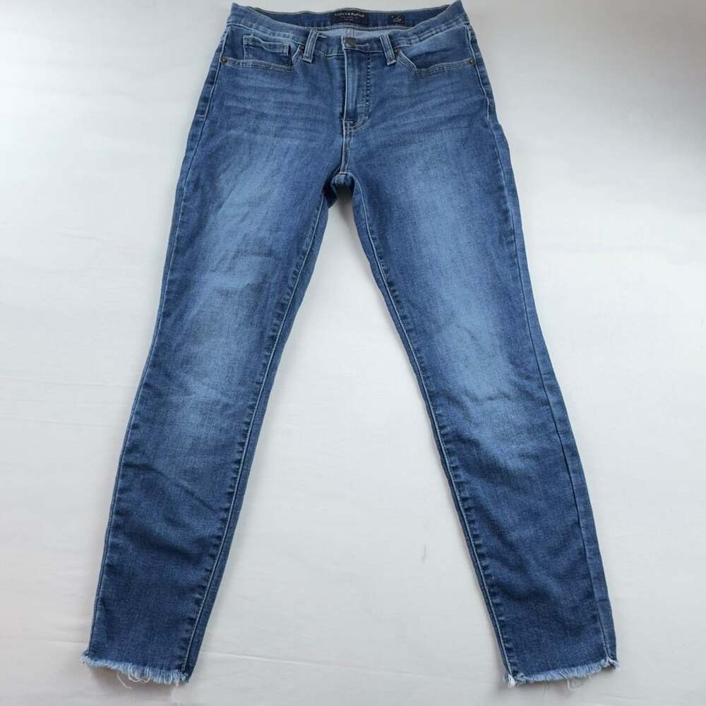 L.L. Bean Classic Fit Jeans Size 14 MT Blue Denim Raw Hem